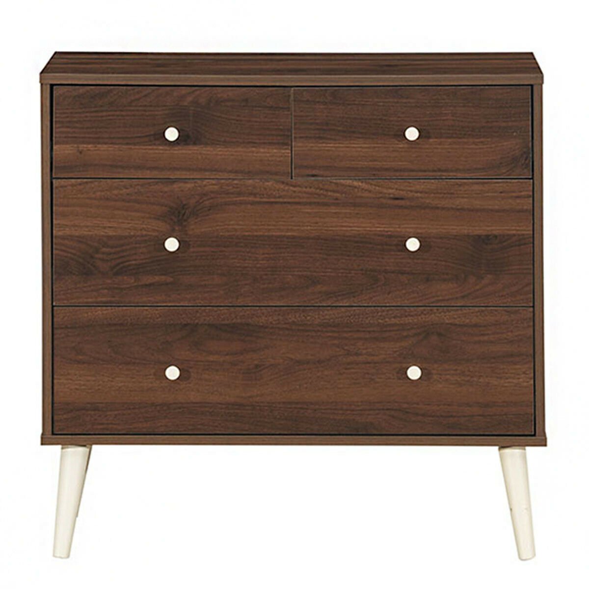 4-Drawer Dresser Cabinet Storage Organizer Rubber Leg with Rail, Brown Cabinets & Chests   at Gallery Canada