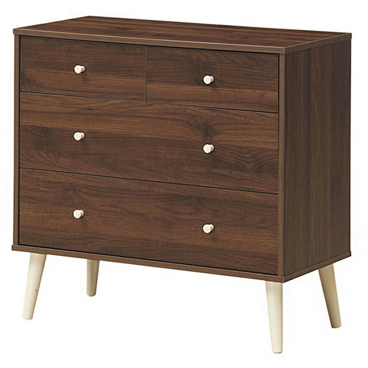 4-Drawer Dresser Cabinet Storage Organizer Rubber Leg with Rail, Brown Cabinets & Chests   at Gallery Canada