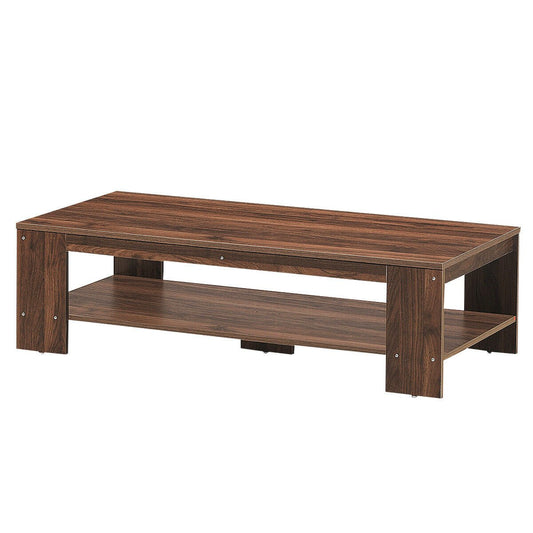 47 Inch 2-Tier Rectangular Coffee Table with Storage Shelf, Walnut - Gallery Canada