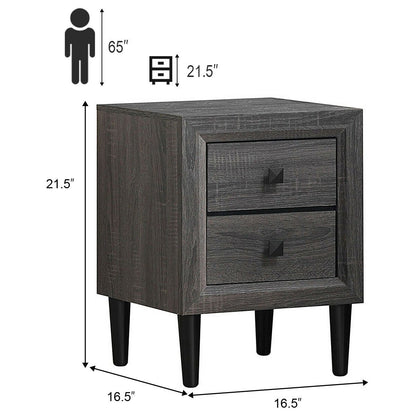 Multipurpose Retro Bedside Nightstand with 2 Drawers , Gray Nightstands   at Gallery Canada