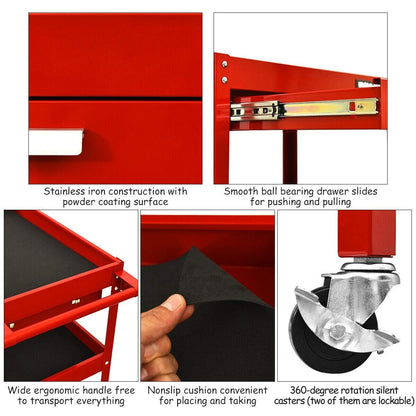 Rolling Tool Cart Mechanic Cabinet Storage ToolBox Organizer with Drawer, Red Garages   at Gallery Canada