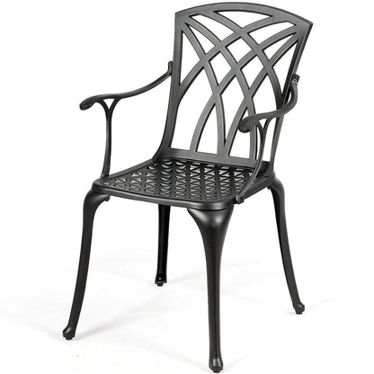 2 Pieces Durable Aluminum Dining Chairs Set with Armrests, Black Patio Dining Chairs   at Gallery Canada