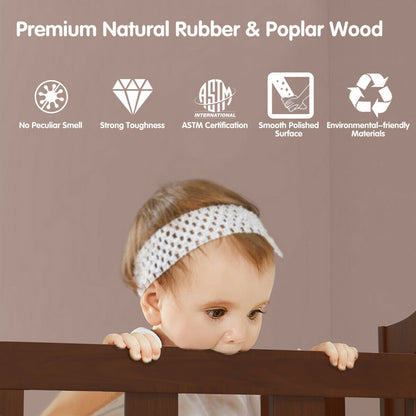 2-in-1 Classic Convertible Wooden Toddler Bed with 2 Side Guardrails for Extra Safety, Brown Toddler Beds   at Gallery Canada