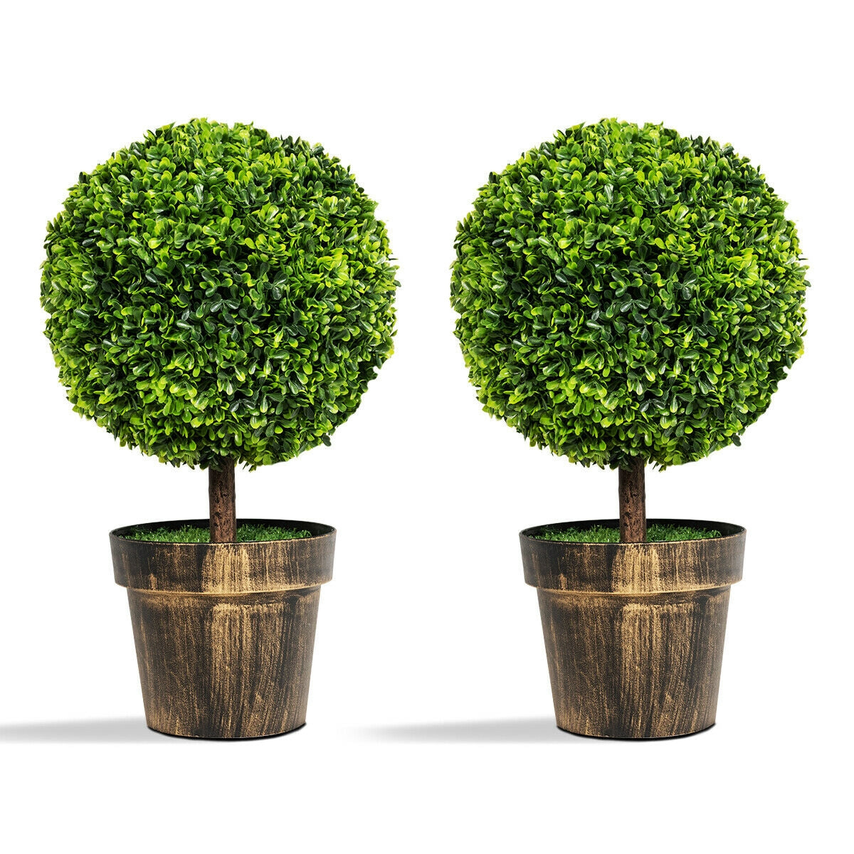 2 Pieces 24 Inch Artificial Boxwood Topiary Ball Tree for House and Office, Green Faux Plants at Gallery Canada