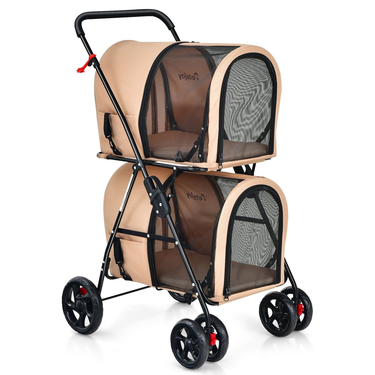 4-in-1 Double Pet Stroller with Detachable Carrier and Travel Carriage, Beige Dog Supplies   at Gallery Canada