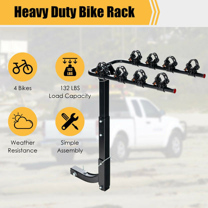 3/4-Bike Hitch Mount Rack with Safety Strap for Car Truck SUV-4-Bike, Black - Gallery Canada