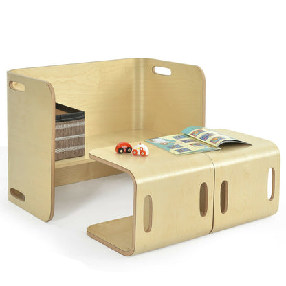 3 Pieces Kids Wooden Table and Chair Set , Natural Kids Table & Chair Sets   at Gallery Canada