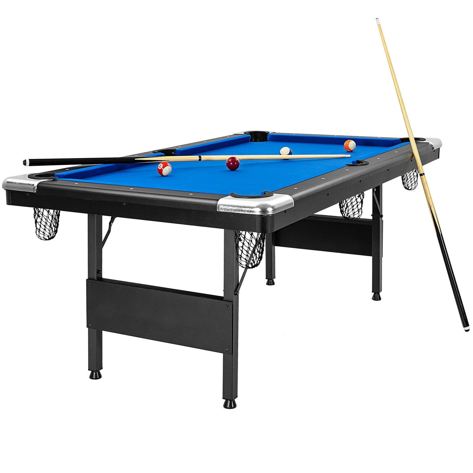 6 Feet Foldable Billiard Pool Table, Blue Game Room at Gallery Canada
