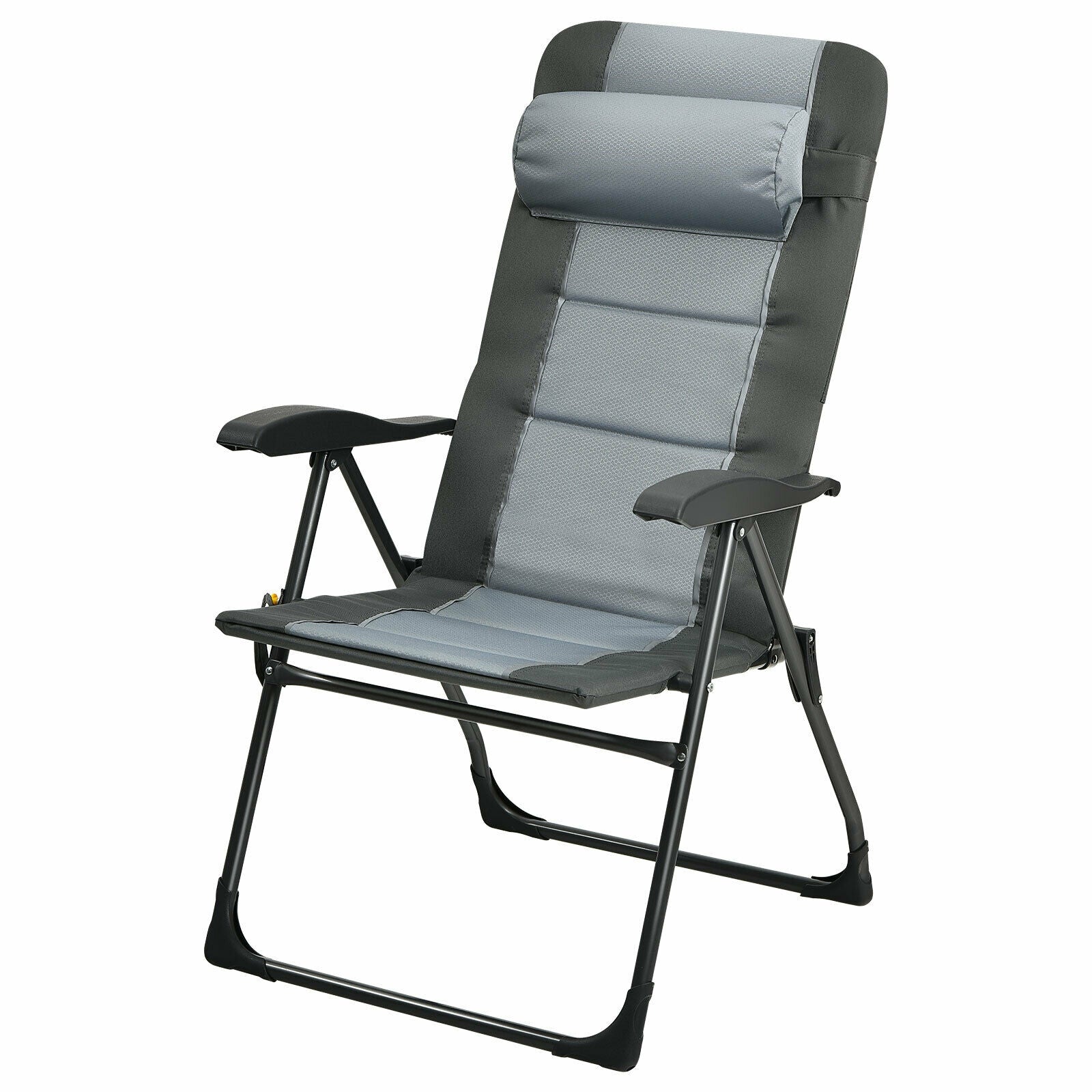 Set of 2 Patiojoy Patio Folding Dining Chair with Ottoman Set Recliner Adjustable, Gray Beach & Lawn Chairs at Gallery Canada