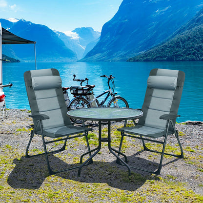 Set of 2 Patiojoy Patio Folding Dining Chair with Ottoman Set Recliner Adjustable, Gray Beach & Lawn Chairs   at Gallery Canada