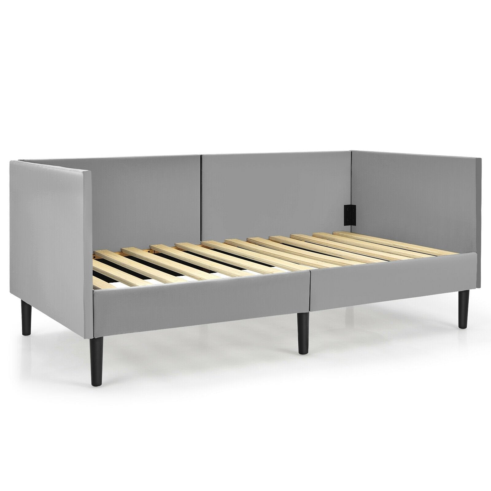 Twin Daybed Heavy Duty Wooden Sofa Bed Frame, Gray Trundle Bed Frame   at Gallery Canada