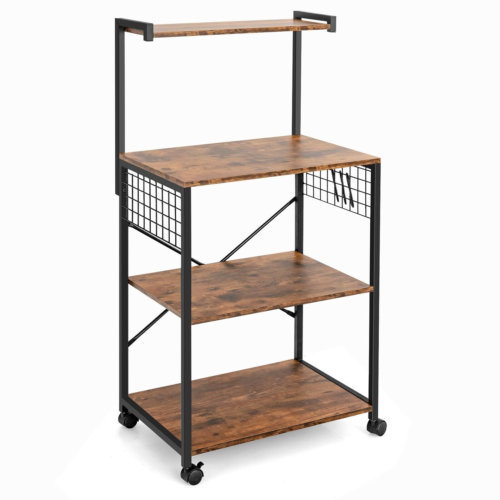 4-Tier Kitchen Baker’s Rack on Wheels, Brown Baker's Racks   at Gallery Canada