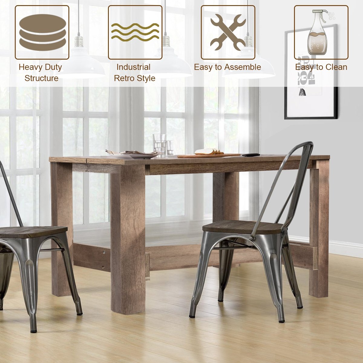 Multifunctional Counter Height Dining Table for Dining Room and Kitchen, Brown Dining Tables   at Gallery Canada