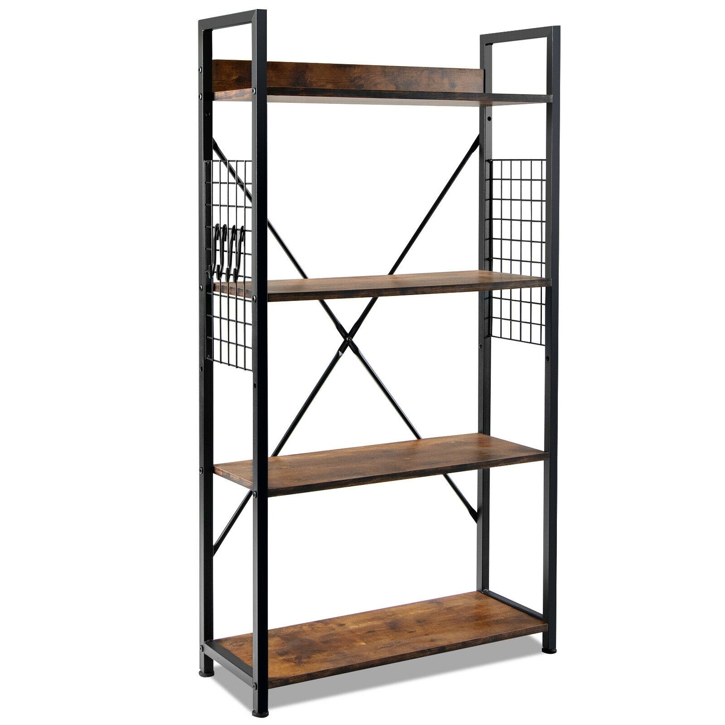 4 -Tier Industrial Open Storage Bookshelf, Dark Brown Bookcases Dark Brown  at Gallery Canada