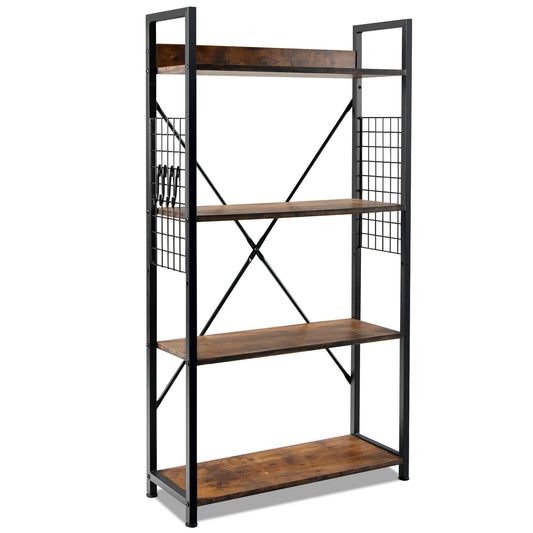 4 -Tier Industrial Open Storage Bookshelf, Dark Brown - Gallery Canada