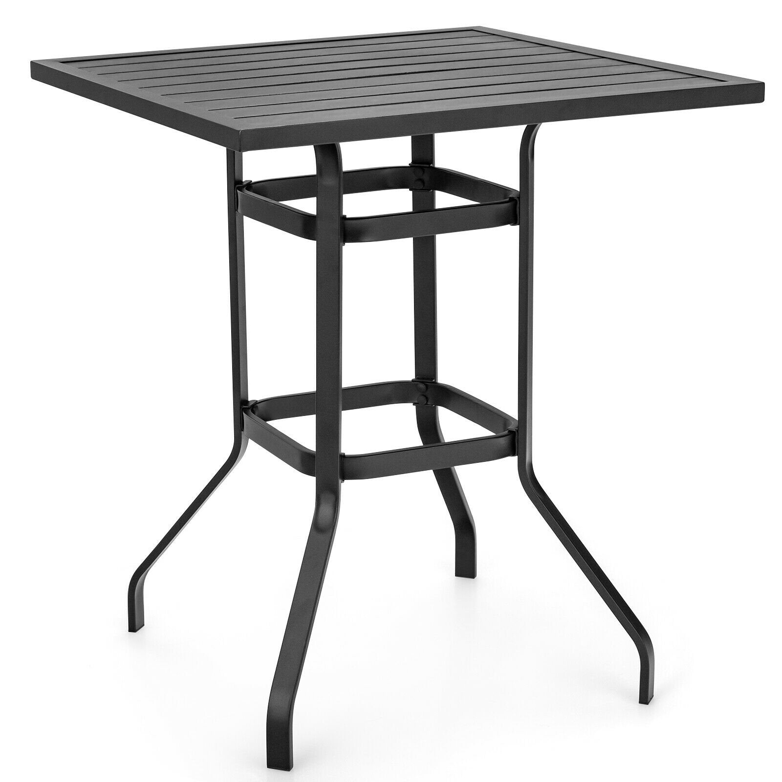 32 Inches Outdoor Steel Square Bar Table with Powder-Coated Tabletop, Black Patio Bar Furniture   at Gallery Canada