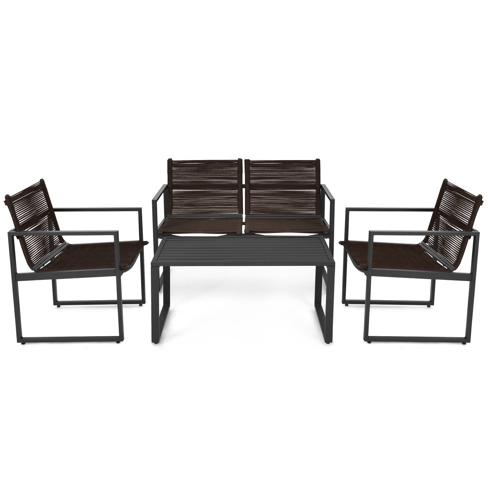 4 Pieces Patio Furniture Conversation Set with Sofa Loveseat, Black Patio Conversation Sets   at Gallery Canada