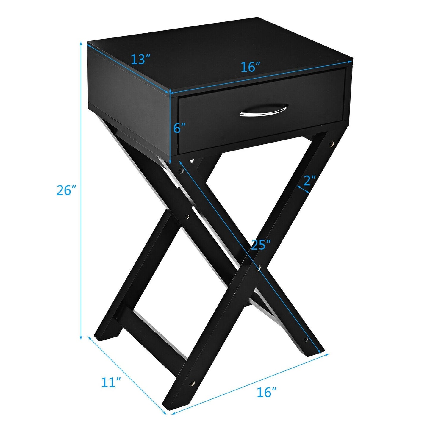 Modern X-Shape Accent Side End Table, Black - Gallery Canada