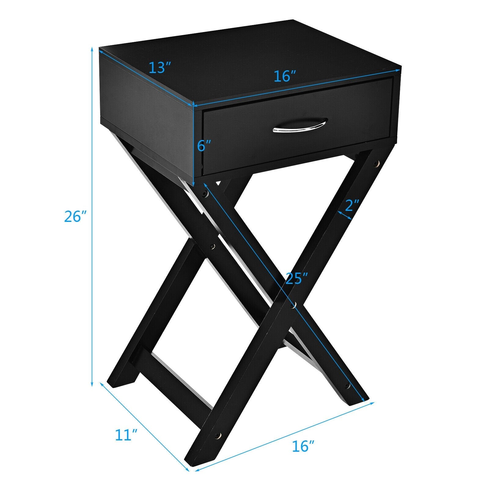 Modern X-Shape Accent Side End Table, Black End & Side Tables   at Gallery Canada