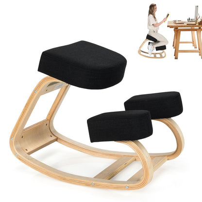 Ergonomic Kneeling Chair Rocking Office Desk Stool Upright Posture, Black Kneeling Chiars   at Gallery Canada