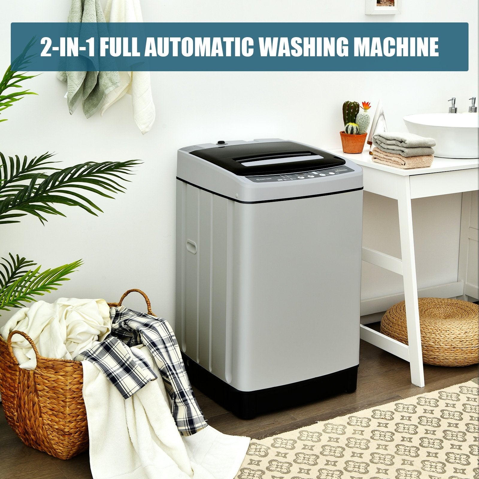 Full-Automatic Washing Machine 1.5 Cu.Ft 11 LBS Washer and Dryer, Gray Washing Machines   at Gallery Canada