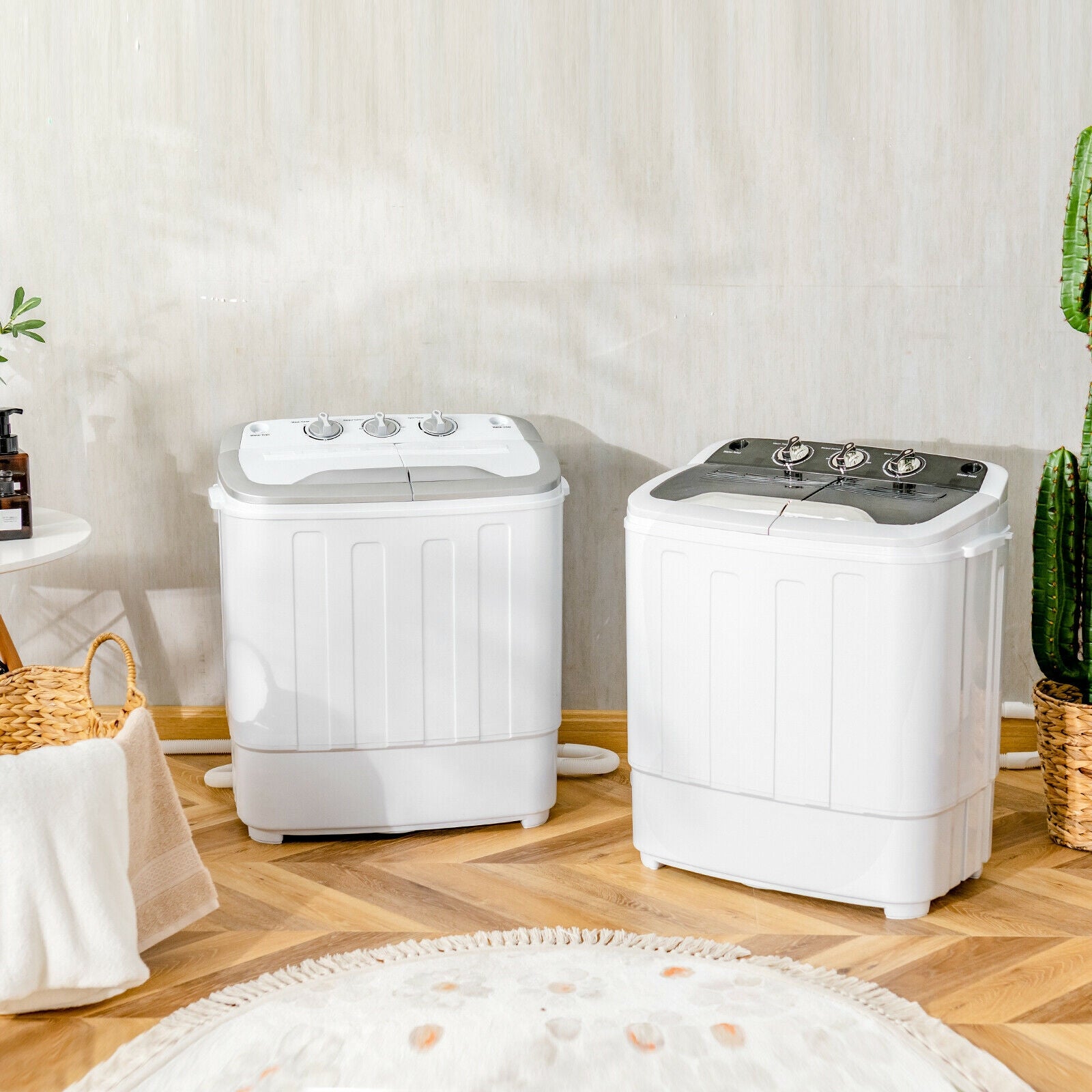 8 Lbs Compact Mini Twin Tub Washing Spiner Machine for Home and Apartment, Black Washing Machines at Gallery Canada