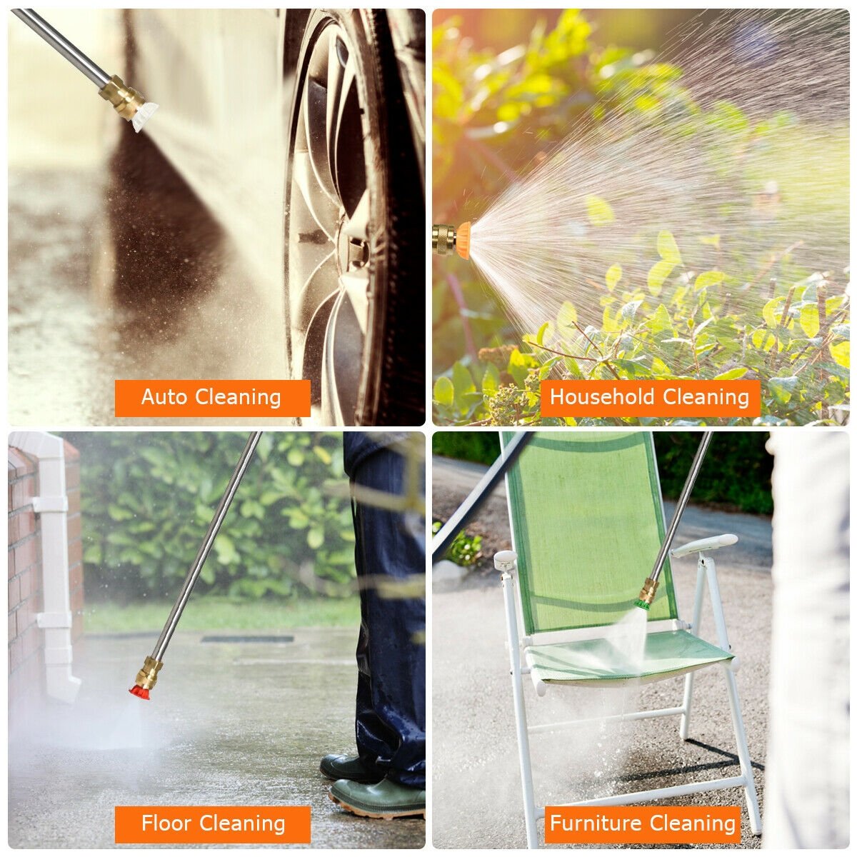 3500PSI Electric High Power Pressure Washer for Car Fence Patio Garden Cleaning, Orange Pressure Washers   at Gallery Canada