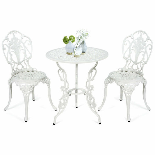 3 Pieces Patio Table Chairs Furniture Bistro Set , White Patio Conversation Sets   at Gallery Canada