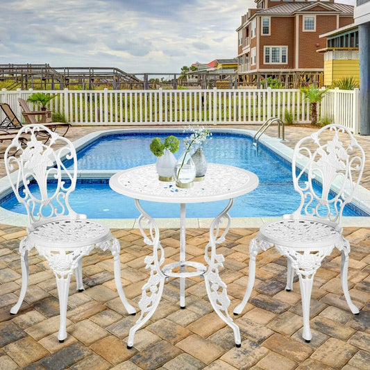 3 Pieces Patio Table Chairs Furniture Bistro Set , White Patio Conversation Sets   at Gallery Canada