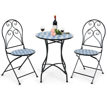 3 Pieces Patio Bistro Furniture Set with Mosaic Design, Black Patio Conversation Sets   at Gallery Canada