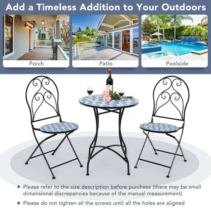 3 Pieces Patio Bistro Furniture Set with Mosaic Design, Black Patio Conversation Sets   at Gallery Canada