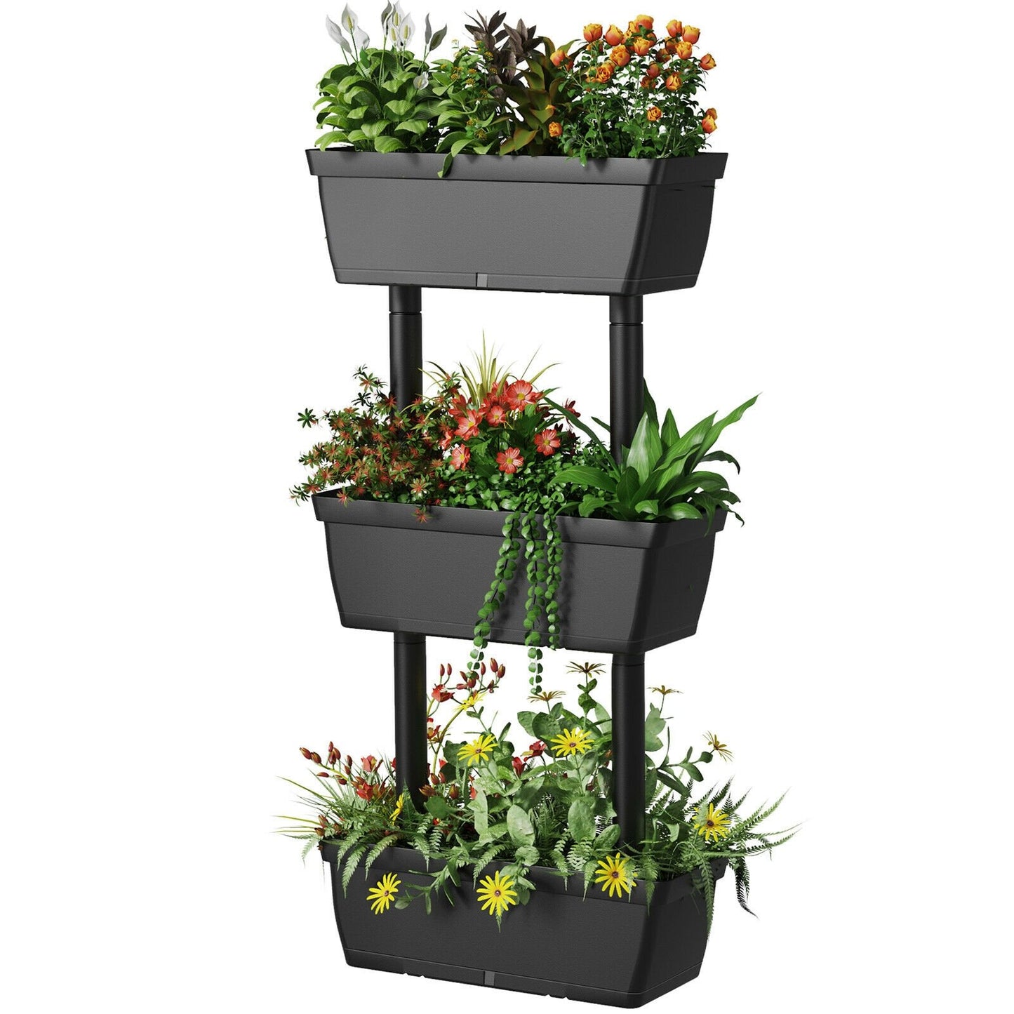 3-Tier Freestanding Vertical Plant Stand for Gardening and Planting Use, Black Raised Garden Beds   at Gallery Canada