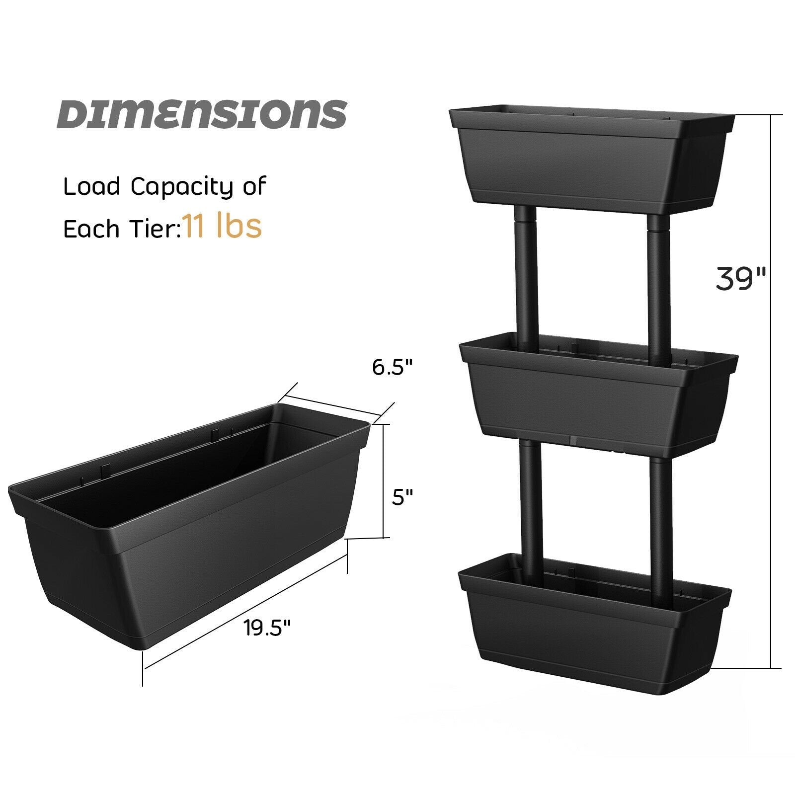 3-Tier Freestanding Vertical Plant Stand for Gardening and Planting Use, Black Raised Garden Beds   at Gallery Canada