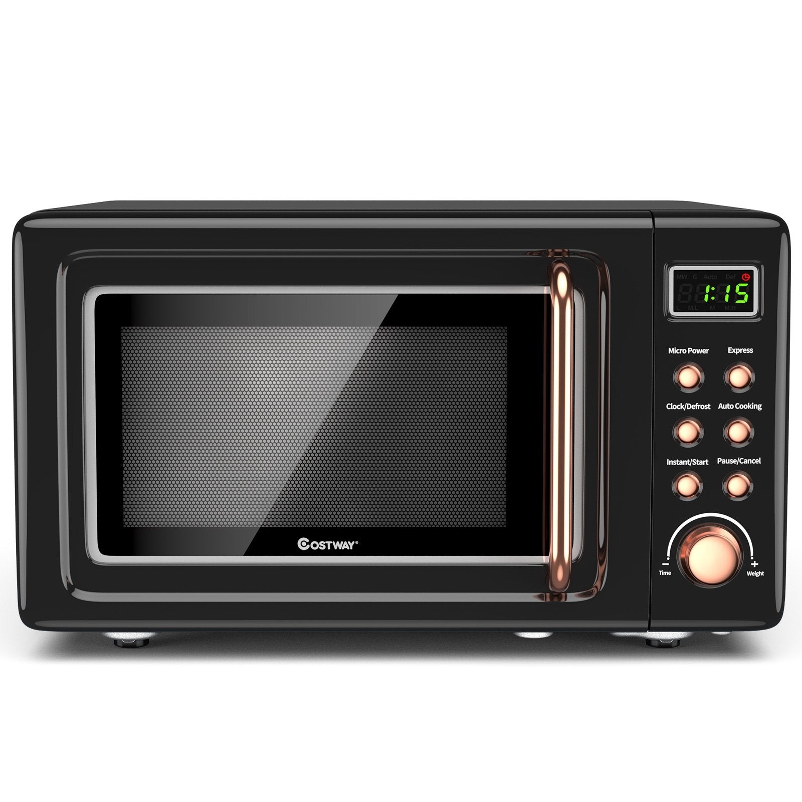 700W Retro Countertop Microwave Oven with 5 Micro Power and Auto Cooking Function, Golden Toaster Ovens   at Gallery Canada