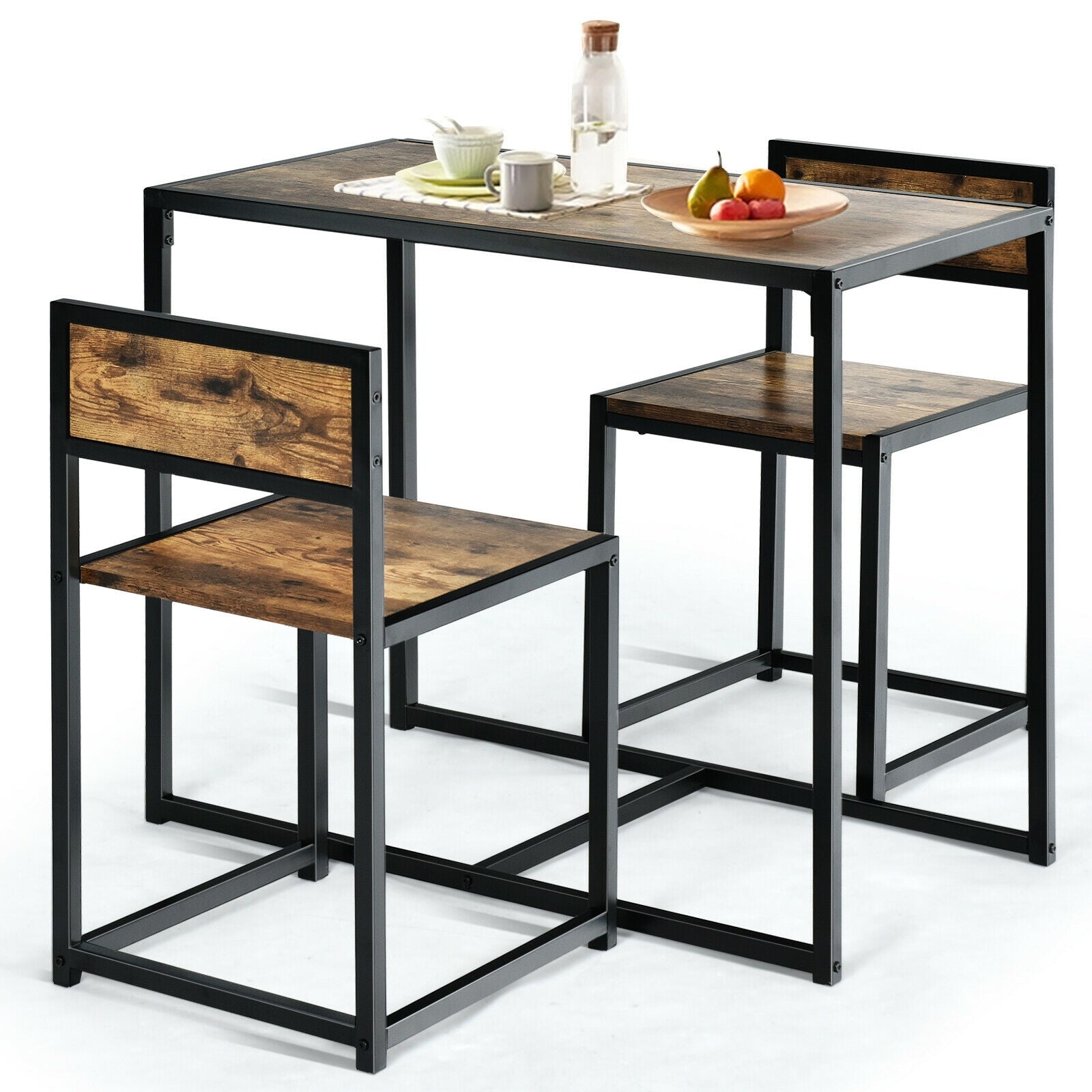 3 Pcs Dining Set Compact Table and 2 Chair with Metal Frame for for Small Space, Coffee Dining Room Sets at Gallery Canada