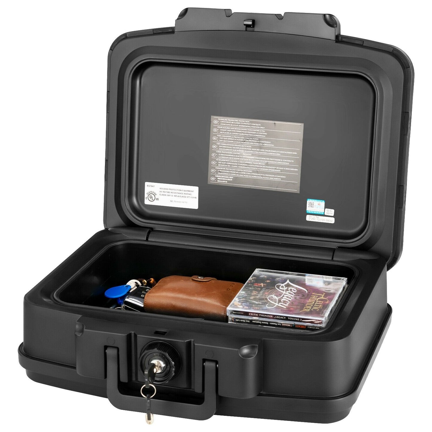 Fireproof Waterproof 30 Minute Safe Box with Lock and Handle-18 x 15 x 7 inches, Black - Gallery Canada