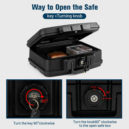 Fireproof Waterproof 30 Minute Safe Box with Lock and Handle-18 x 15 x 7 inches, Black - Gallery Canada