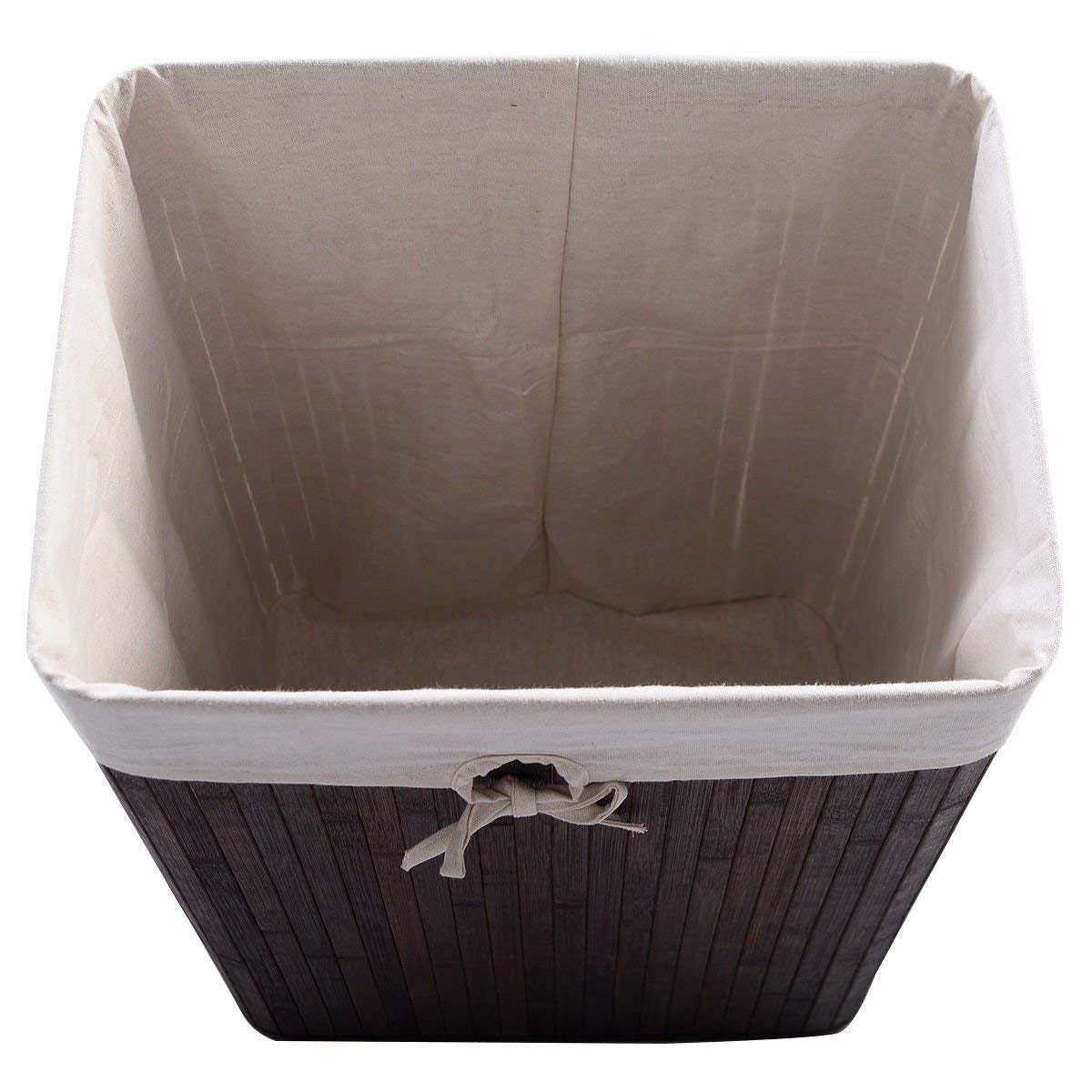 Rectangle Bamboo Hamper Laundry Basket Washing Cloth Bin Storage Bag Lid, Brown Laundry Baskets at Gallery Canada