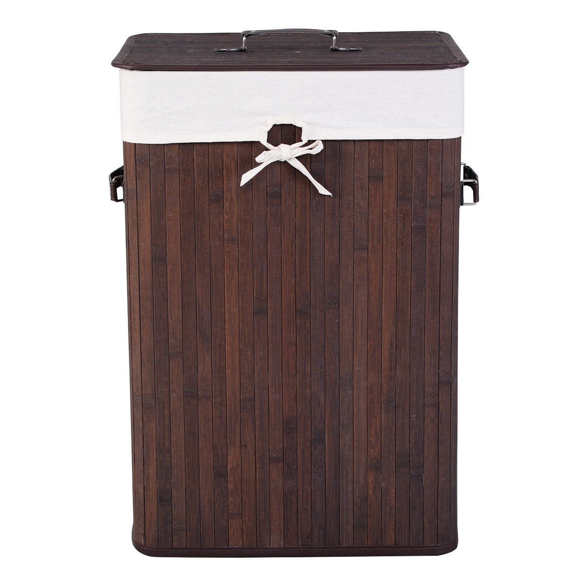 Rectangle Bamboo Hamper Laundry Basket Washing Cloth Bin Storage Bag Lid, Brown Laundry Baskets at Gallery Canada