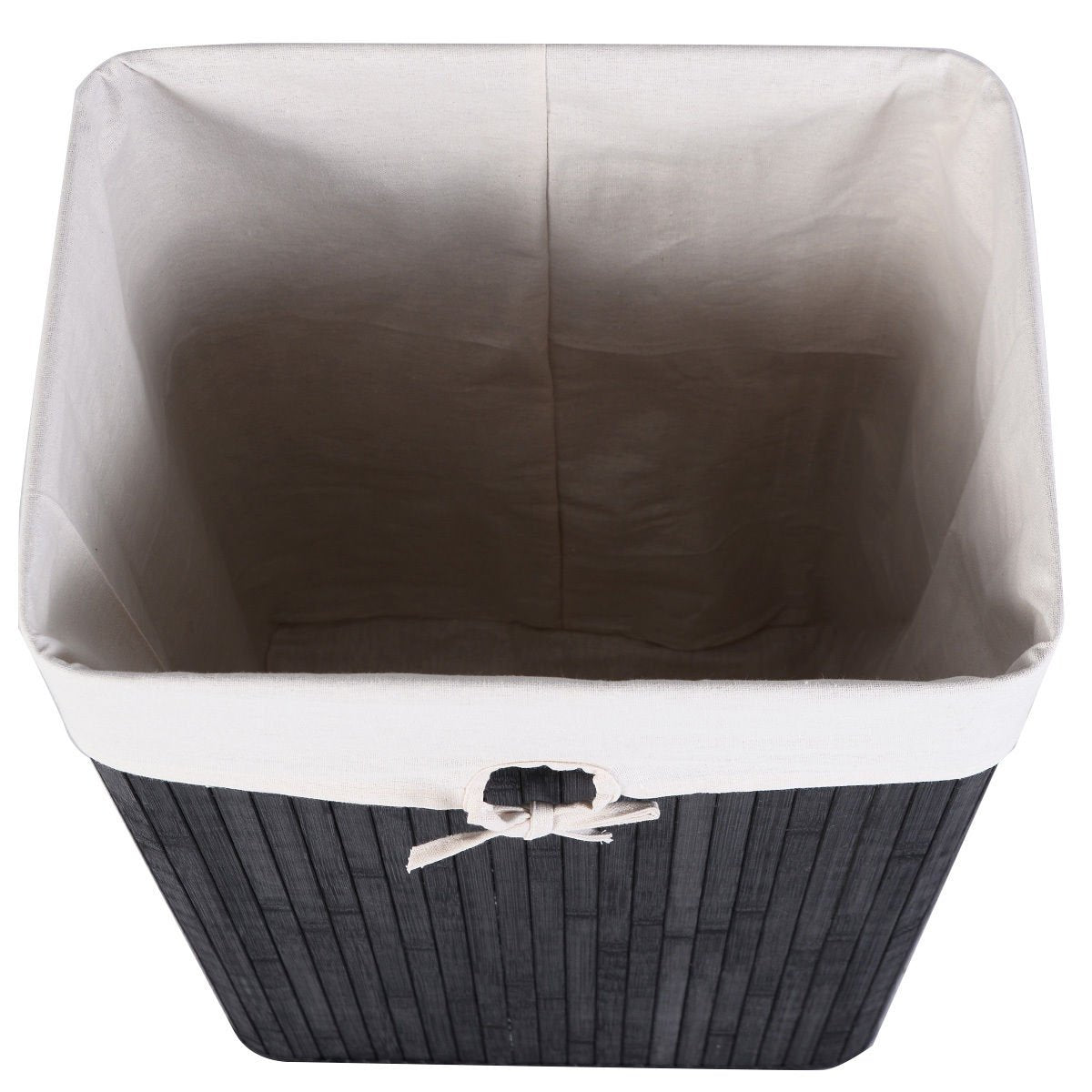 Rectangle Bamboo Hamper Laundry Basket Washing Cloth Bin Storage Bag Lid 3 color, Black Laundry Baskets   at Gallery Canada