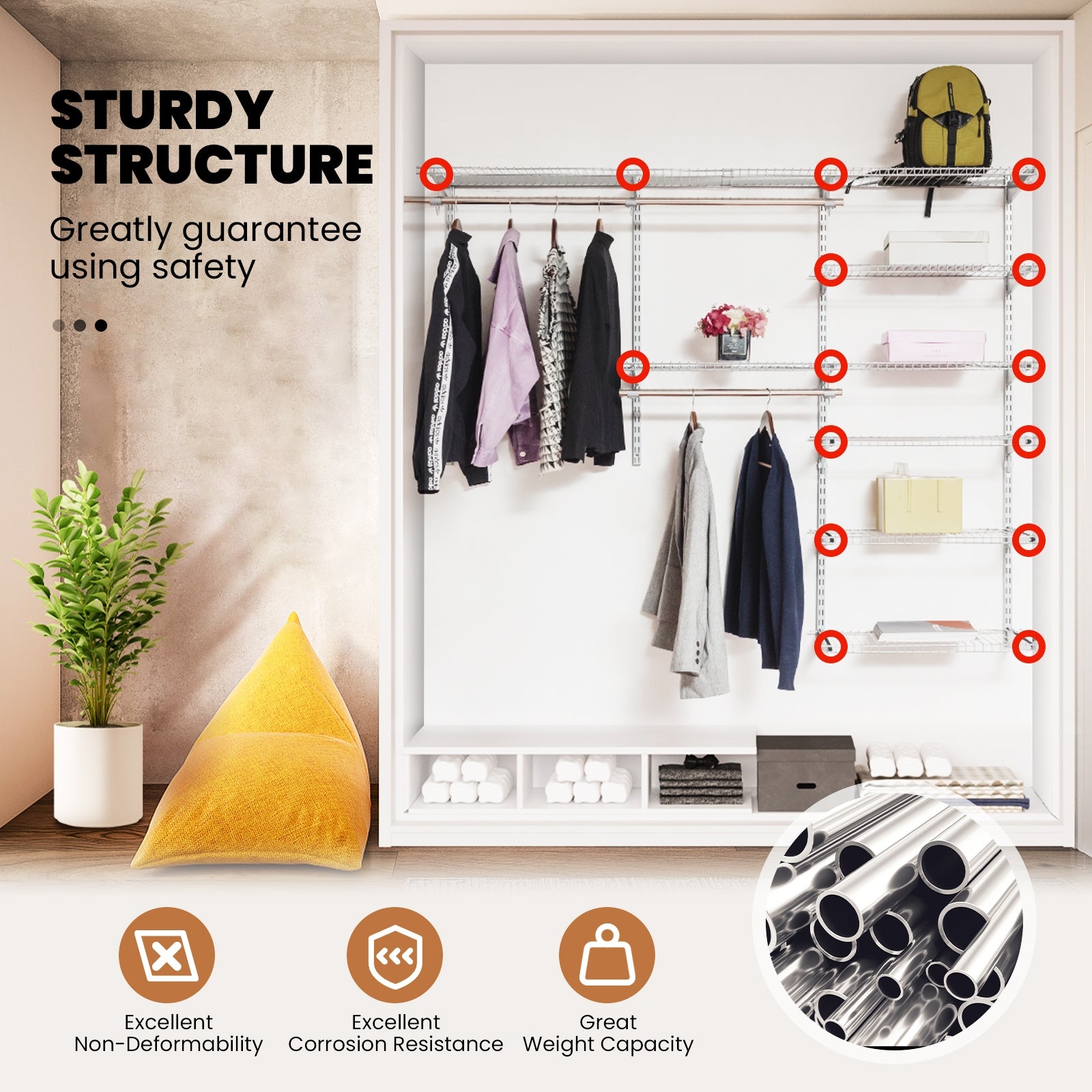 Adjustable Closet Organizer Kit with Shelves and Hanging Rods for 4 to 6 FT, Gray Clothing & Closet Storage at Gallery Canada