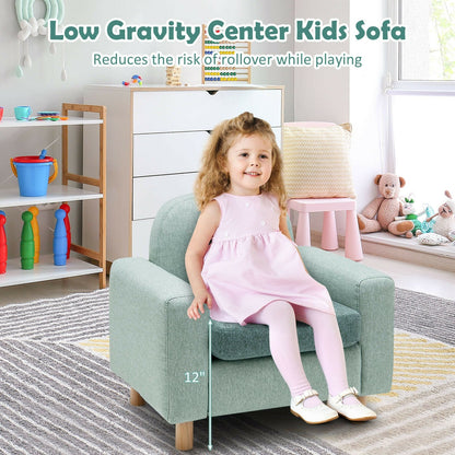 Kids Sofa with Armrest and Thick Cushion, Green Kids Chairs & Seating   at Gallery Canada