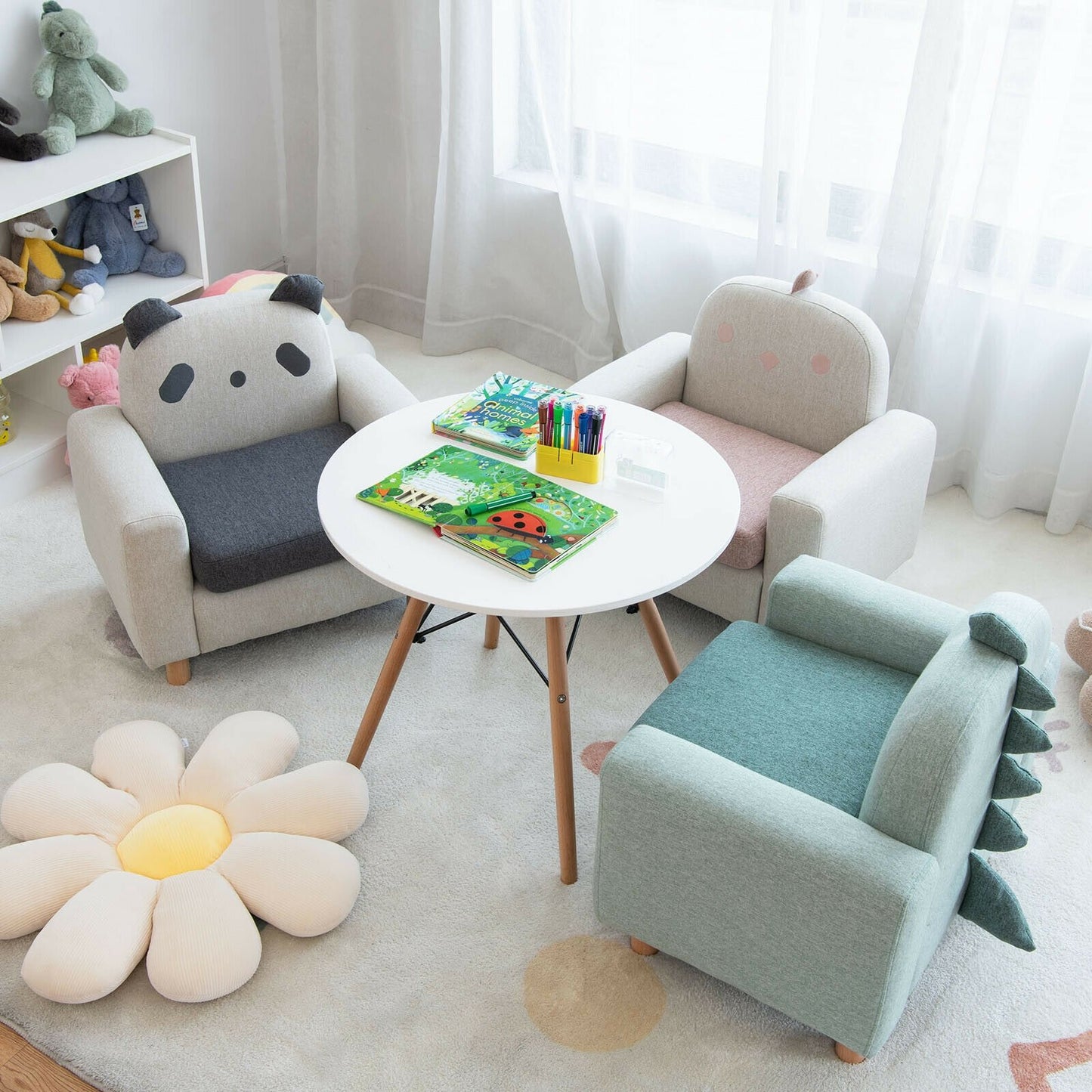 Kids Sofa with Armrest and Thick Cushion, Gray Kids Chairs & Seating   at Gallery Canada