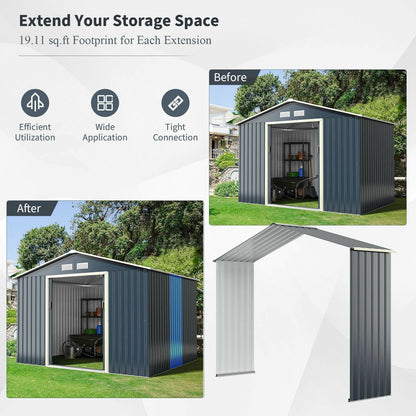 Outdoor Storage Shed Extension Kit for 9.1 Feet Shed, Gray - Gallery Canada