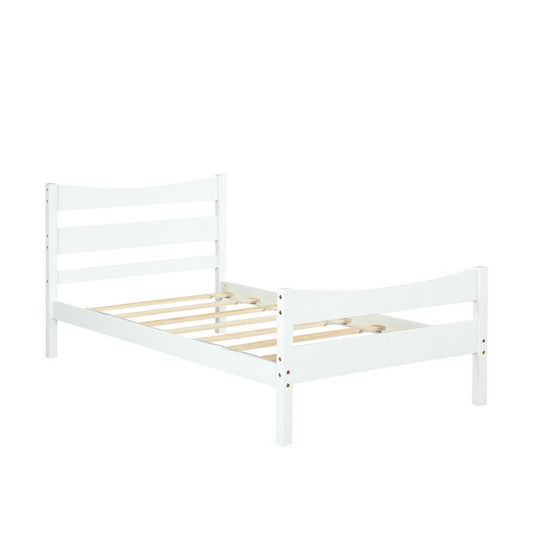 Twin Size Platform Bed Frame Foundation Slat Support , White - Gallery Canada