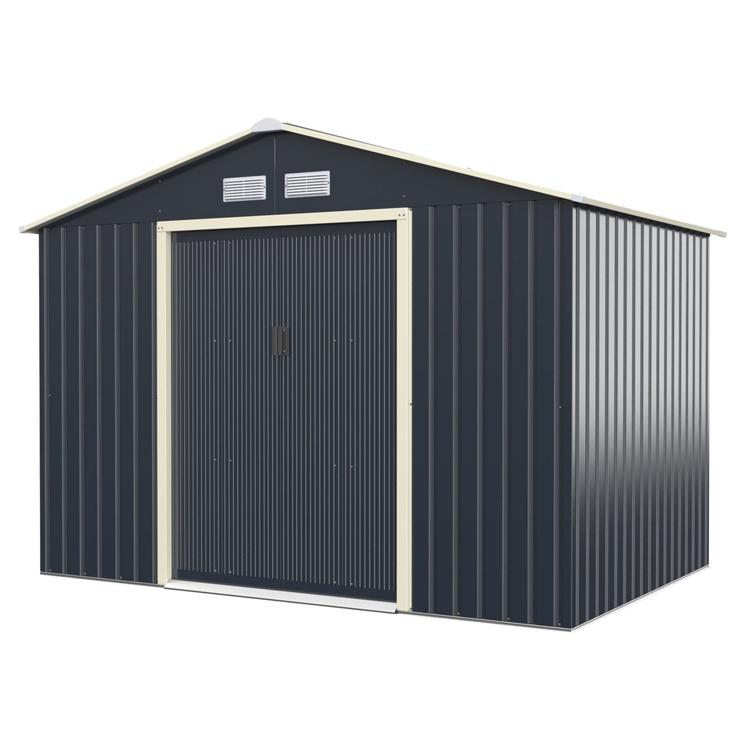 9 x 6 Feet Metal Storage Shed for Garden and Tools, Gray Sheds & Outdoor Storage   at Gallery Canada