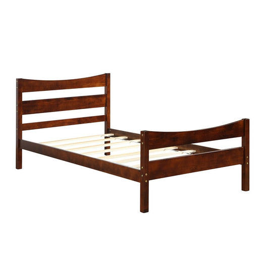 Twin Size Platform Bed Frame Foundation Slat Support , Walnut - Gallery Canada