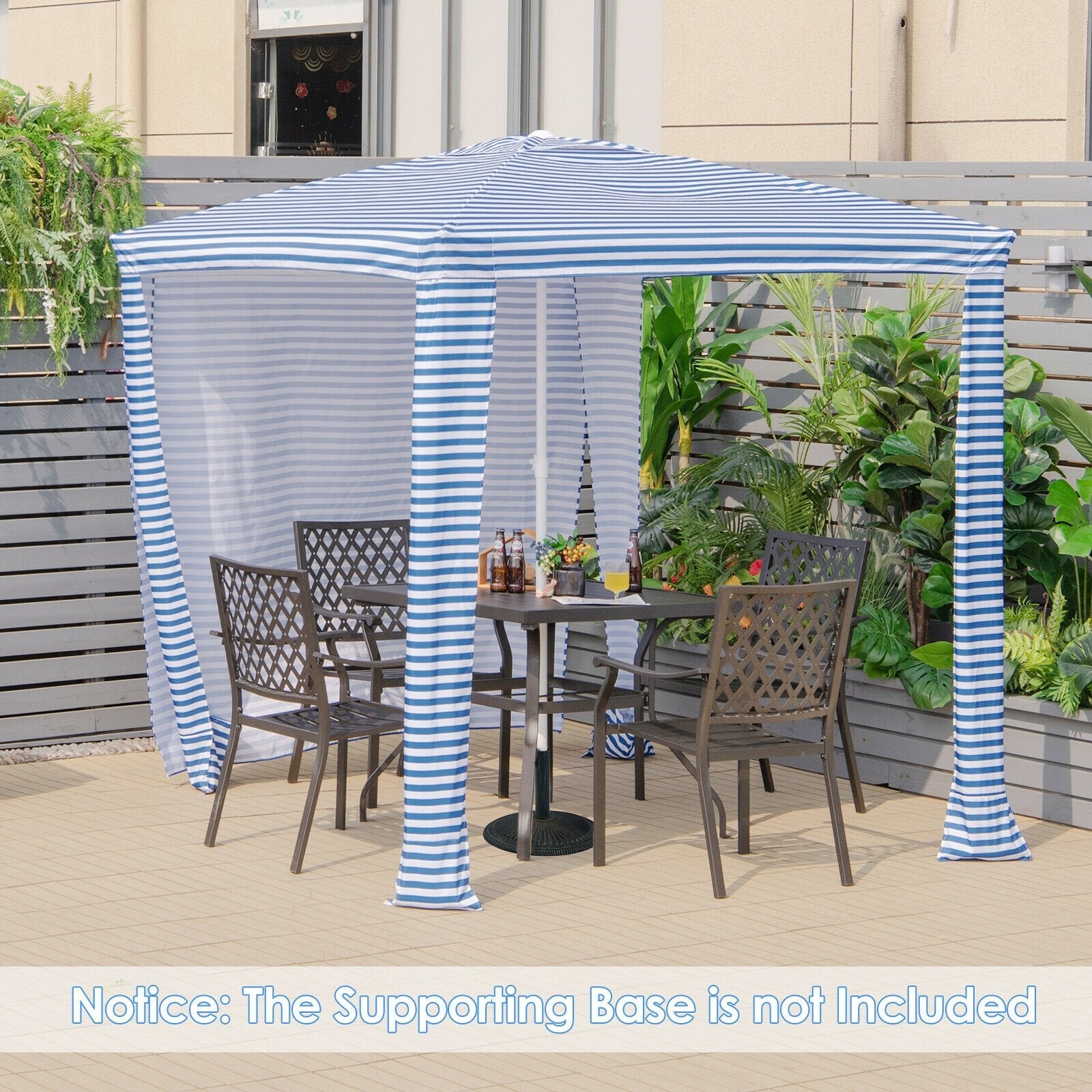 6.6 x 6.6 Feet Foldable and Easy-Setup Beach Canopy With Carry Bag, Navy Canopies   at Gallery Canada