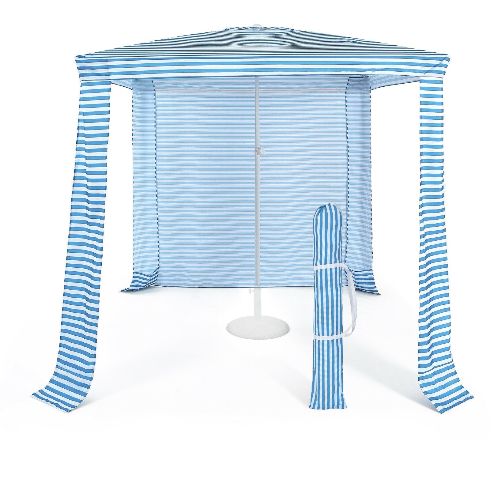 6.6 x 6.6 Feet Foldable and Easy-Setup Beach Canopy With Carry Bag, Blue Canopies   at Gallery Canada