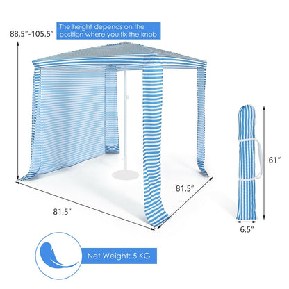 6.6 x 6.6 Feet Foldable and Easy-Setup Beach Canopy With Carry Bag, Blue - Gallery Canada